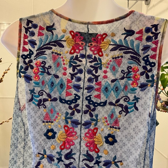 NWOT Biya X Johnny Was Rhandi Mesh Dress Midi Embroidered SMALL Missing Slip - Picture 5 of 10